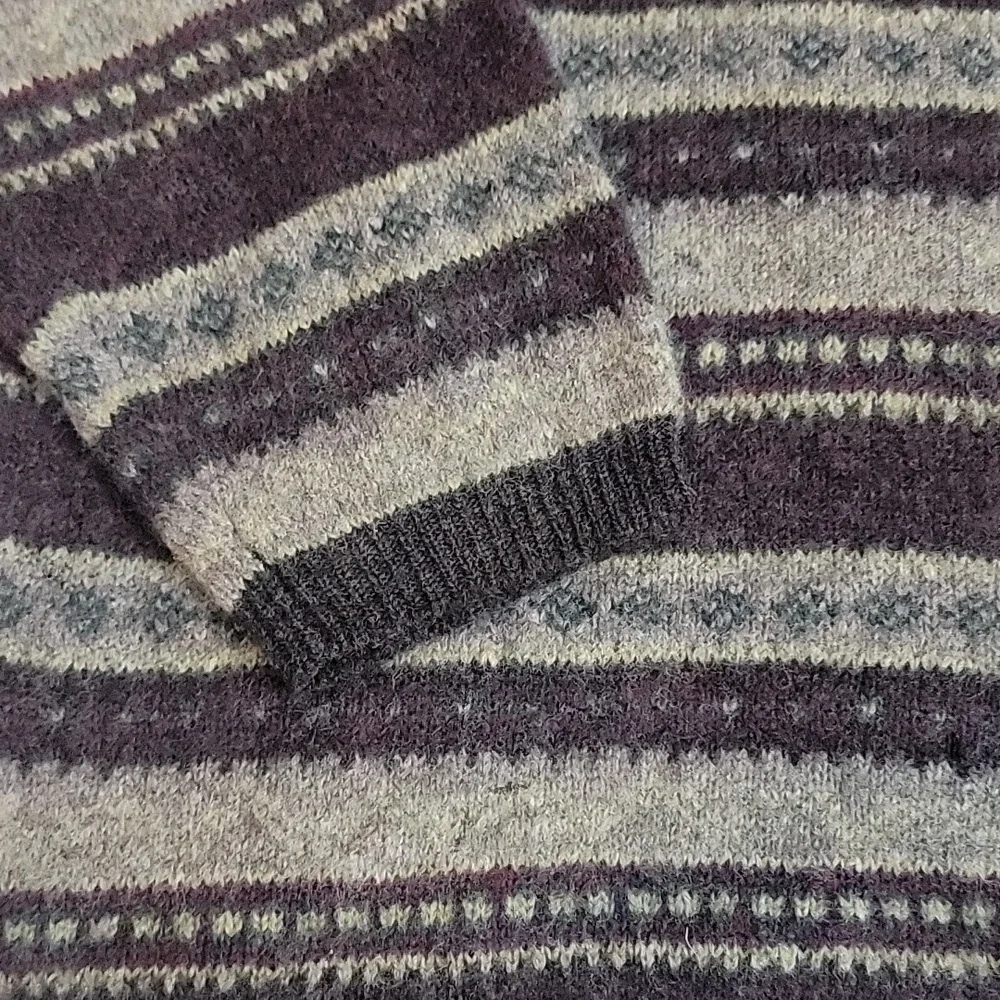 Vintage Eddie Bauer Stripe Merino Wool Blend Sweater Size Large Tall Grandpa - Picture 2 of 4